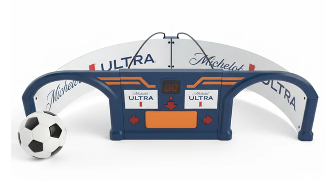 Soccer goal with 'Ultra' branding on a white background