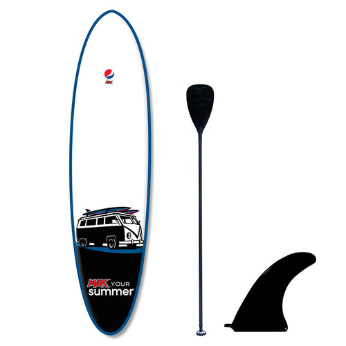 Custom Pepsi Max promotional paddle board with fin paddle branded